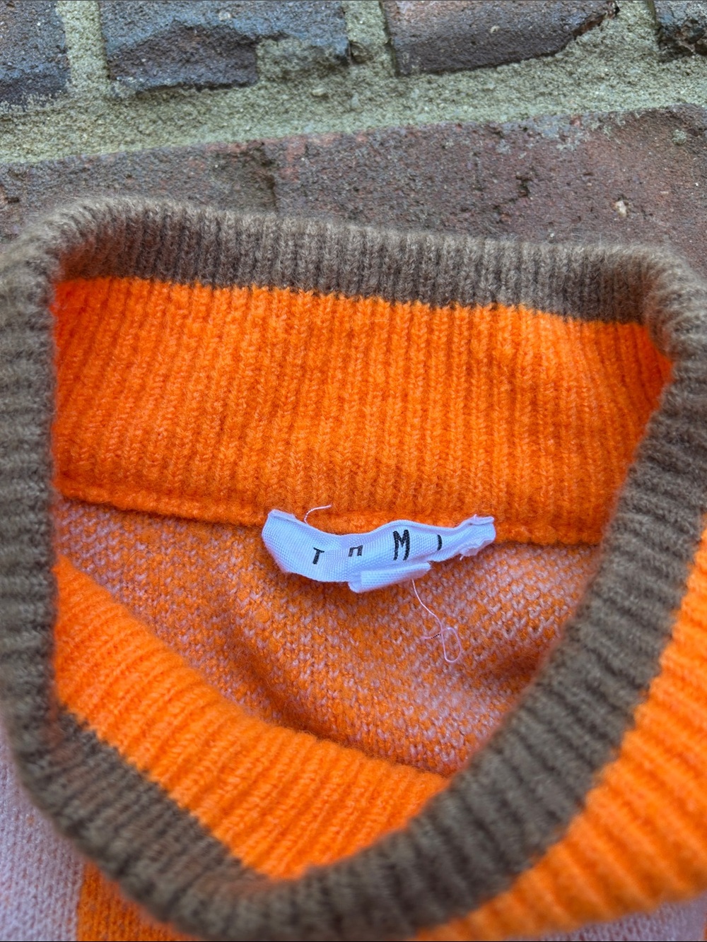 THML Orange and Pink Checkerboard Sweater - Picture 3 of 4